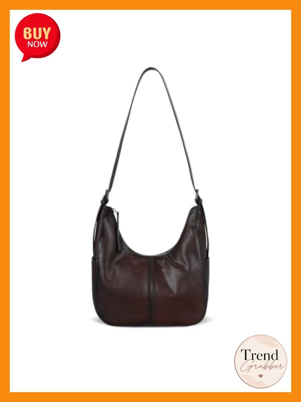 Vegetable-Tanned Leather Crossbody Hobo Bag Adjustable Strap